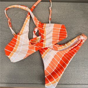 Skatie Orange and White Bikini